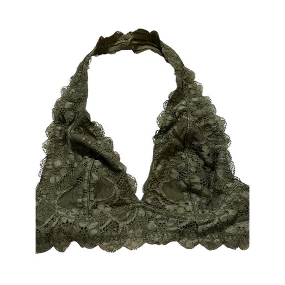Free People Intimately Lace Halter Bralette Olive Green Size XS - Picture 2 of 5